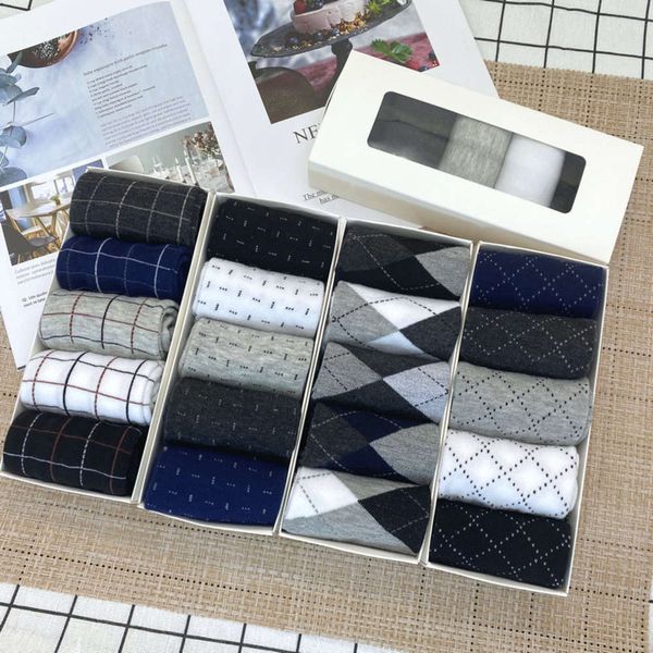 

boxed socks medium tube autumn winter color business men's pairs of gift box, Black