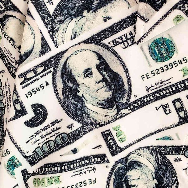 

Women's Blouses & Shirts fashion women's blouse shirt Retro dollar pattern stand collar long sleeve loose lazy top 51EF, White