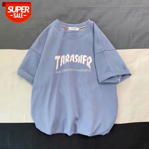 

summer clothes men's trend loose hong kong style t-shirt boys short-sleeved tide brand ins handsome half-sleeved #6p83, White;black