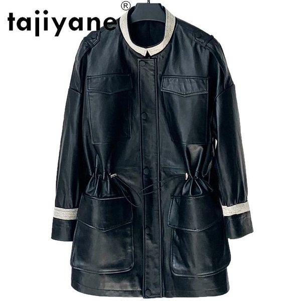 

women's leather & faux tajiyane real clothes for women ladies genuine sheepskin jackets woman cloth female jacket korean mujer chaqueta, Black