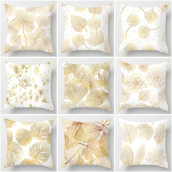 

cushion/decorative pillow fashion golden leaf printing polyester pillowcase home decoration sofa seat cushion cover bedding wedding