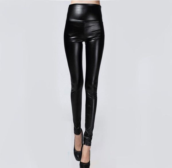 

women's pants & capris autumn winter women clothes skinny pu leather pencil leggings thin fleece trousers ladies slim faux, Black;white
