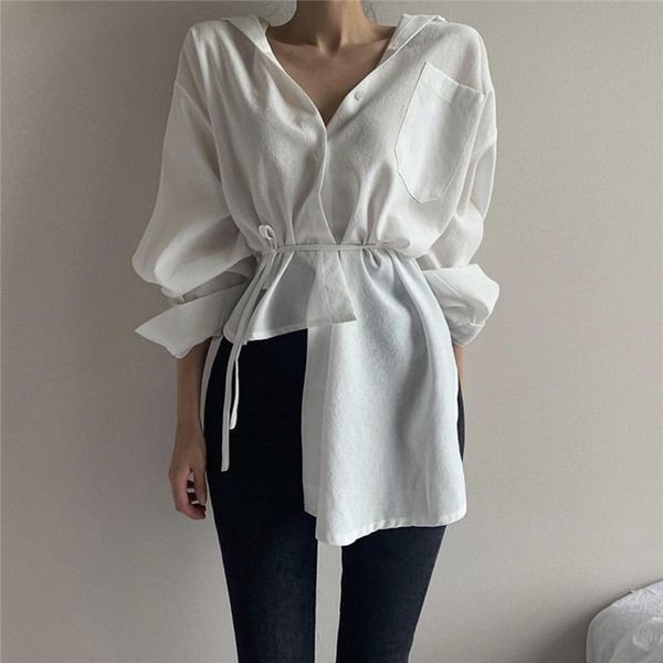 

women's blouses & shirts ladies blouse elegant casual sashes short sleeve shirt women 2021 summer office lady white black femme