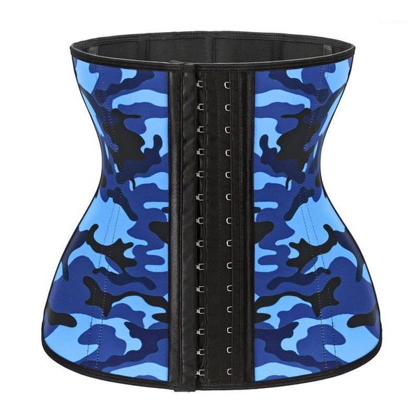 

women's shapers body shaper slimming waist trimmer trainer camo corset toning 9 steel boned latex drop camouflage cotton, Black;white