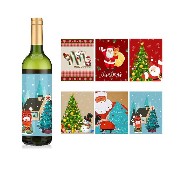 

gift wrap 6 patterns merry christmas waterproof xmas decoration bottle stickers year wine label