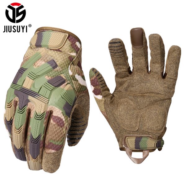 

tactical army full finger gloves touch screen military paintball airsoft combat rubber protective glove anti-skid men women newg, Blue;gray