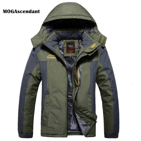 

fleece winter down military men's jackets windproof waterproof outdoor thick parka windbreaker warm raincoat coat plus size 9xl, Black