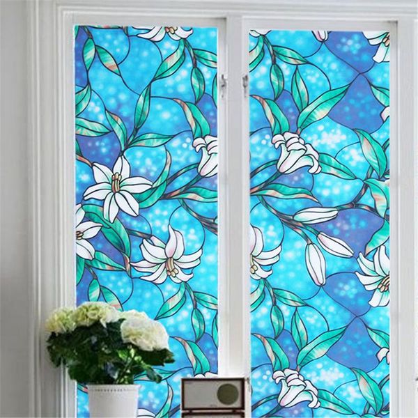 

wall stickers window film static cling heat-control privacy protection drop- reusable removable glass lily home decoration#a