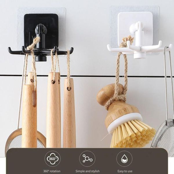 

2/1pcs six-jaw hook 360-degree rotatable punch-up sticker oversized weighing for home kitchen bathroom stroage hooks & rails