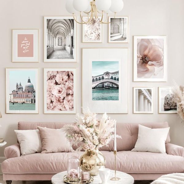 

venice canal bridge gallery dahlia flower wall art canvas painting nordic posters and prints pictures for living room decor paintings