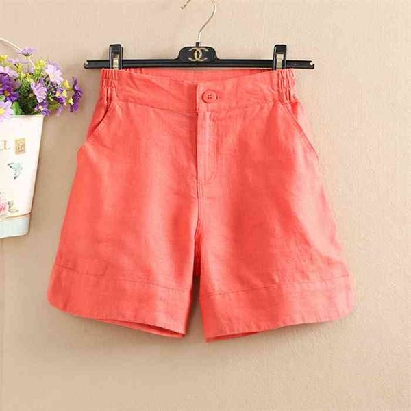 

women summer fashion korea style solid color wide leg cotton linen short office lady casual loose harajuku shorts, White;black