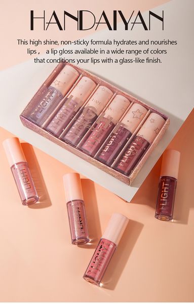 DHL-freies Handaiyan Moisturize Lip Gloss 6 Stück/Set auf Lager