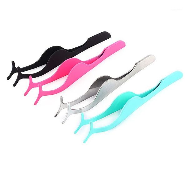 

stainless steel false eyelash fake eye lash tweezers applicator clip makeup tool beauty multi-colors for choose1