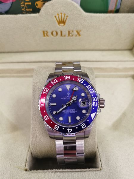 

with original box men watches basel world 126710 126710blro red and blue bicolor cerachrom pottery bezel gmt mens autommen automatic movemen, Slivery;brown