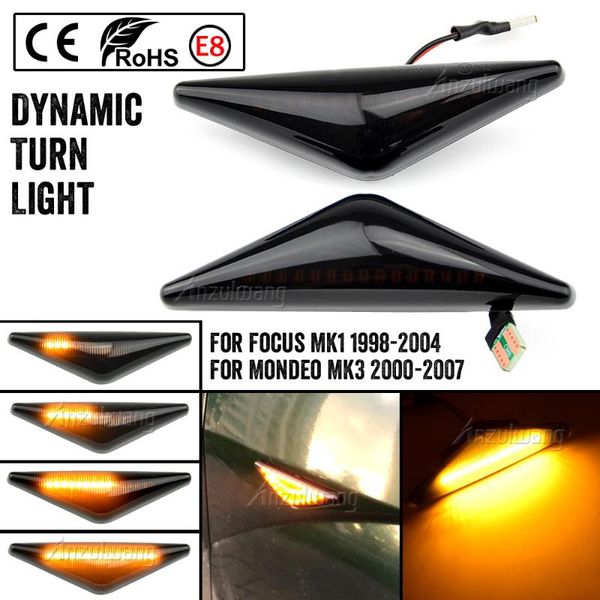 

emergency lights 2 pieces led dynamic side marker turn signal light sequential blinker for mondeo 2000-2007 3 focus 1 1998-2004