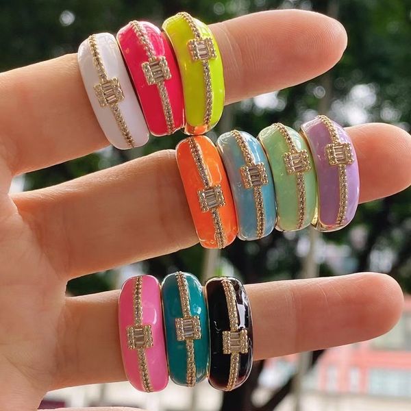 

5pcs bohemian style summer jewelry colorful enamel cubic zircon finger women adjustable ring, Slivery;golden