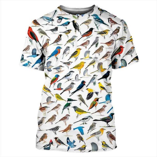 

summer harajuku anime fashion men t shirt 3d all over printed birds clothes shirts casual unisex, White;black