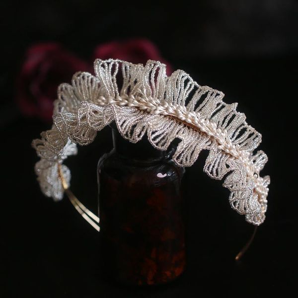 

hair clips & barrettes exquisite handmade headband, luxury wave-shaped beaded bridal headdress, wedding dress, dinner plate, accessories, Golden;silver