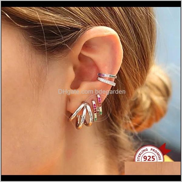 

& drop delivery 2021 925 sterling zircon rec multi pave sier hie hoop earrings party fine jewelry cute accessories gift rjtln, Golden;silver