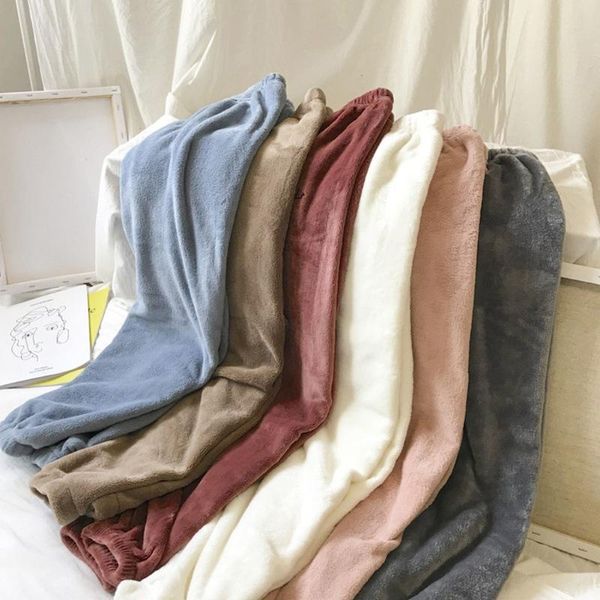 

women's pants & capris thickening and cashmere women casual warm trousers autumn winter type of solid color cotton home, Black;white