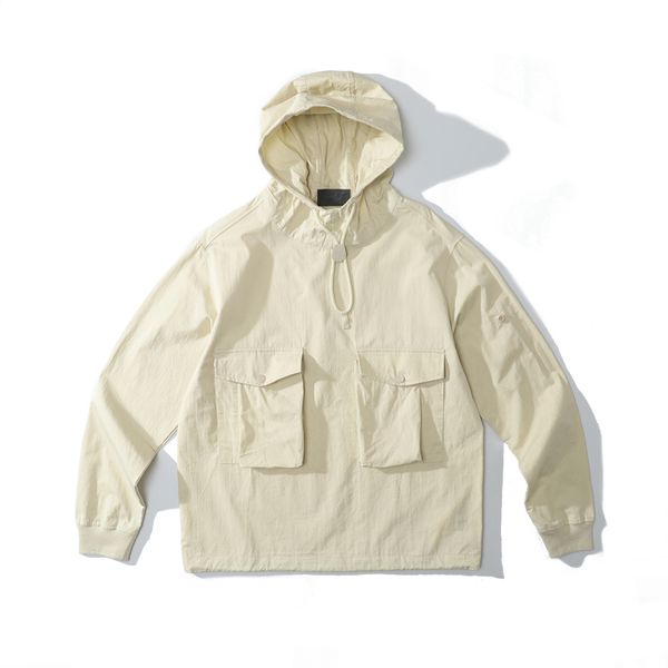 

men's outerwear jackets coats spring and autumn 21ss ghost piece smock anorak nylon tela pure cotton fabric hoodie coat, Black;brown