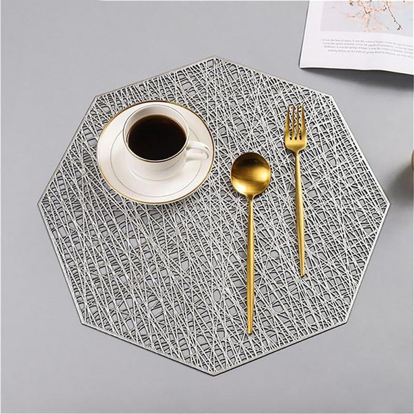 

table runner 2/4/6pcs/set pvc placemats octagonal hollow pads heat-insulated pad home waterproof non slip decoration dinner placemat