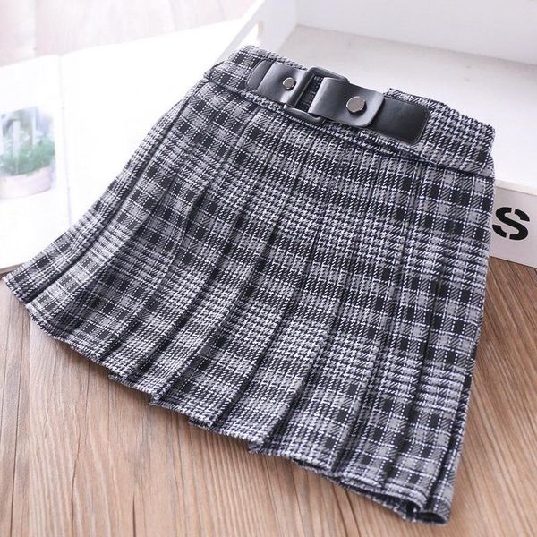 

owligbaby 2021 spring plaid pleated waist skirt girl wholesale skirts, Blue