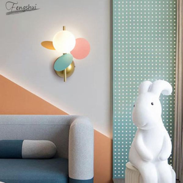 

wall lamp postmodern child room color flower branch fixture nordic bedroom bedside bathroom sconces corridor deco luminaria