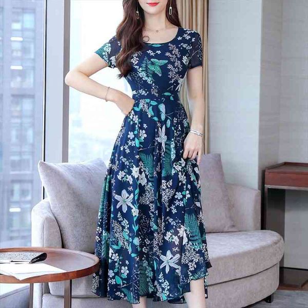 

women elegant dresses fashion summer clothes grace mid-calf short sleeve maxi dress party beach dress print vestido, Black;gray