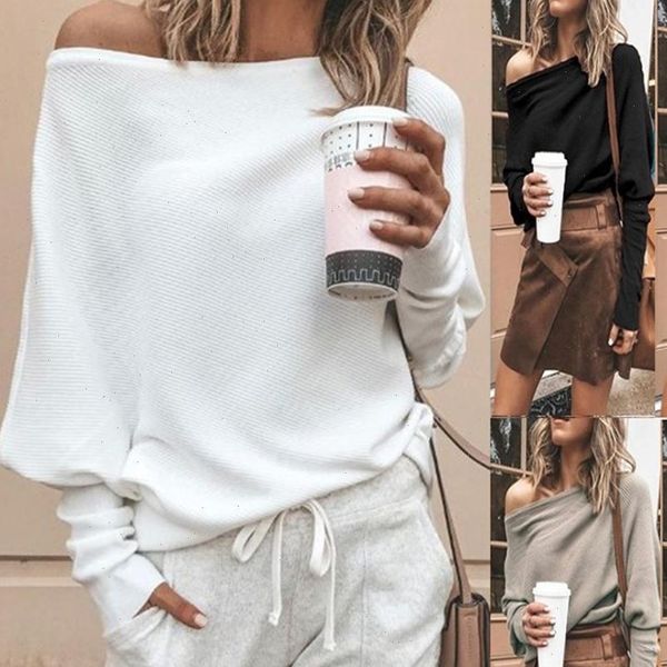 

autumn women sweaters sweater off shoulder for loose casual knitted pullovers jumpers pull, White;black