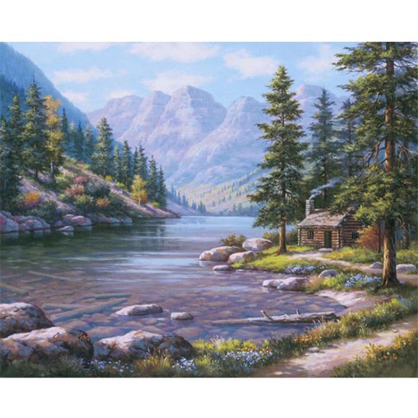 

paintings diy digital painting by numbers package stone road the river oil mural kits coloring wall art picture gift frameless