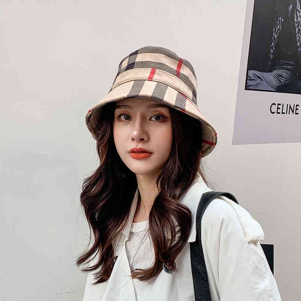 

brand cap new bucket hat for men and women classic grid print fashion designer autumn spring fisherman sun caps, Blue;gray