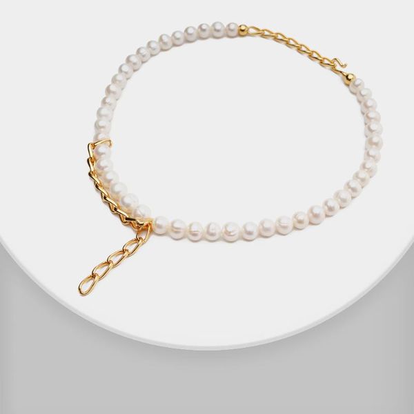 

chokers j33 amorita boutique choker natural pearl gold chain design fashion trendy necklace, Golden;silver