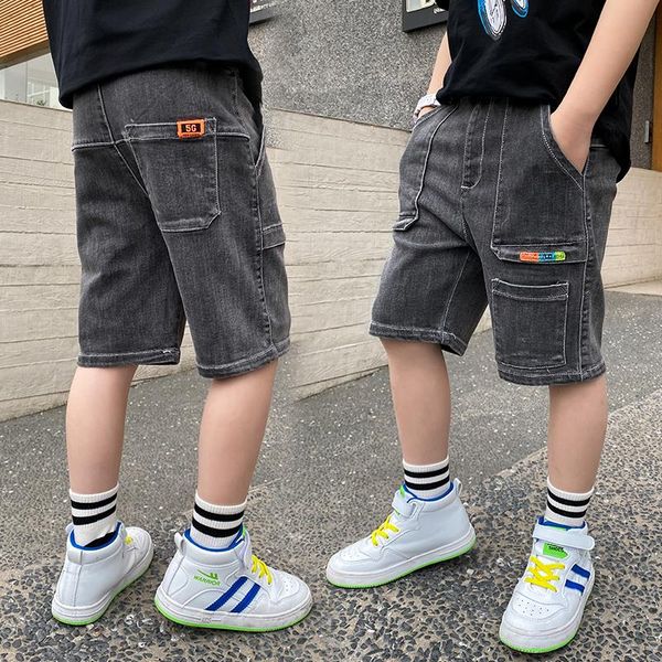

jeans children boys overalls autumn children's clothing cotton shorts suitable for teenagers and infants khaki pocket pants, Blue