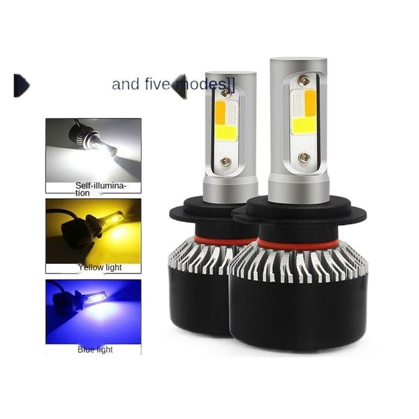 

car headlights spot supply bright three-color flash led headlight modified h11 fog lamp h4 far and near light