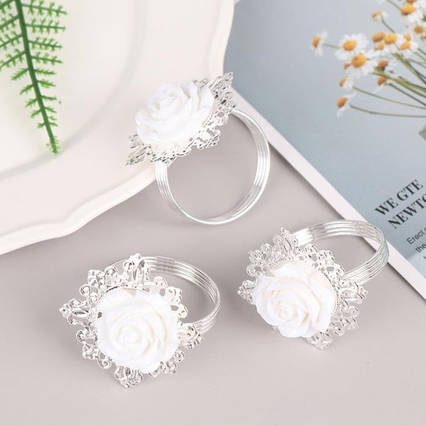 

napkin rings 4pcs rings, buckles, wedding celebrations, birthday parties, roses, diy hand-made decorative crafts silver circle