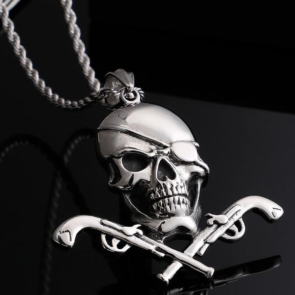 

pendant necklaces punk rockers' 316l stainless steel mens jewellery one-eyed for men friends birthday gifts 2021, Silver
