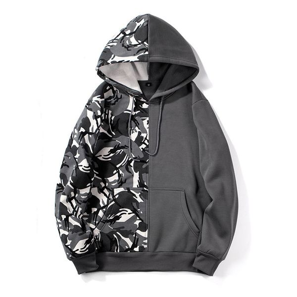

men's hoodies & sweatshirts patchwork men pullovers winter man fleece hoody streetwear camouflage military hoodie mens clothing ph, Black