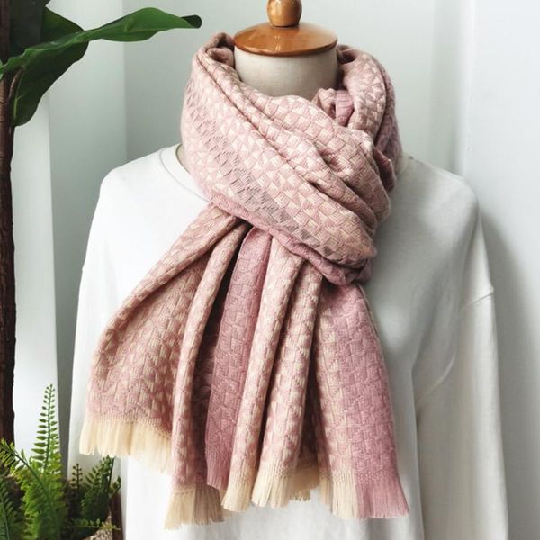 

scarves warmer winter fashion scarf luxury gift for ladies women cashmere long with knitting, Blue;gray