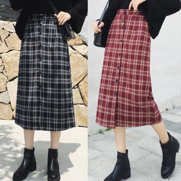

skirts faldas mujer limited saia midi pencil skirt 2021 autumn and winter plaid in the long split ins super fire was thin, Black