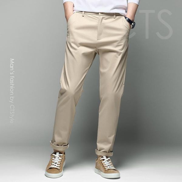 

men's pants spring and autumn casual khaki loose straight 2021 overalls wear, Black