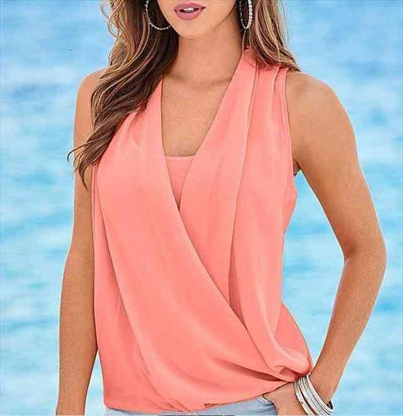 

fashion summer chiffon blouse women solid sleeveless blouses casual shirt, White