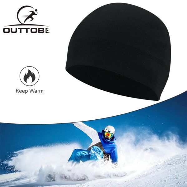 

outtobe riding caps cycling helmet inner cap warm skull hat plush & masks, Black