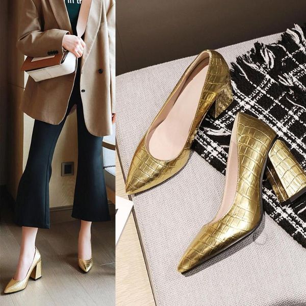 

dress shoes women fashion patent leather pumps square heels slip on pointed toe spring autumn party, Black