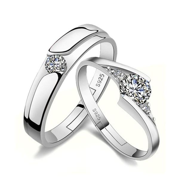 

wedding rings 1 pair brand lovers' for men women silver-color rhinestone crystals cz crystal jewelry, Slivery;golden
