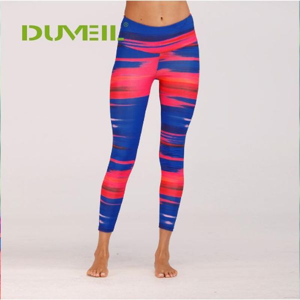 

yoga outfits duveil fashion stripe printed buttocks tights sportswear woman gym pants sport leggings fitness compression female legins, White;red