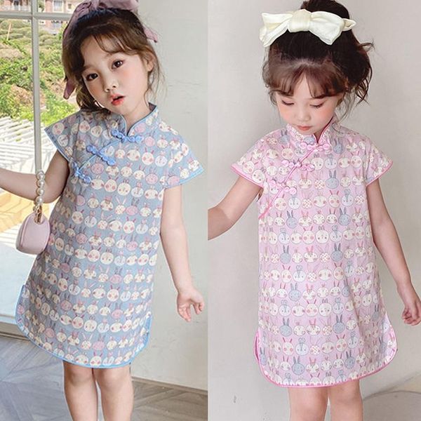 

summer girls cheongsam dress female baby retro tang suit chinese style hanfu casual cute comfortable soft children clothes girl's dress, Red;yellow