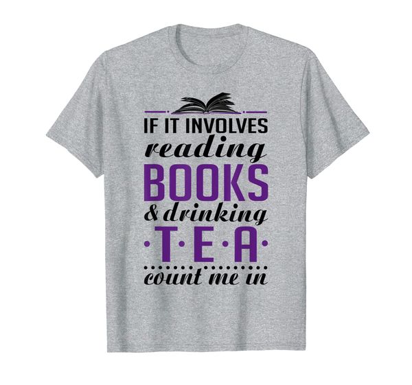 

reading books and drinking tea literary t-shirt, White;black