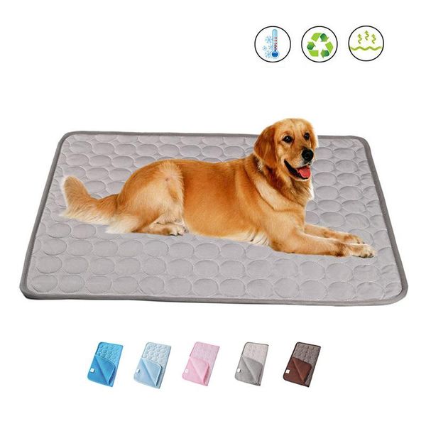 

kennels & pens 2021 pet cooling mat pad summer dog beds mats blue ice cool cold silk moisture-proof cooler