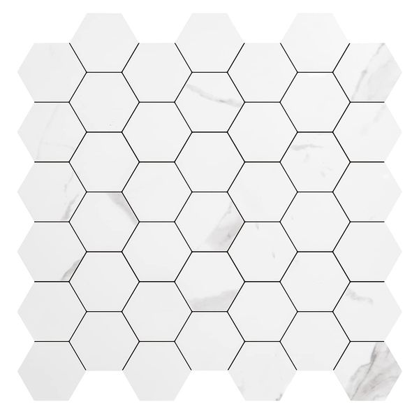 

art3d 1-piece 3d wall stickers self-adhesive hexagon mosaic peel and stick backsplash tiles for kitchen bathroom , wallpapers(31x30cm)